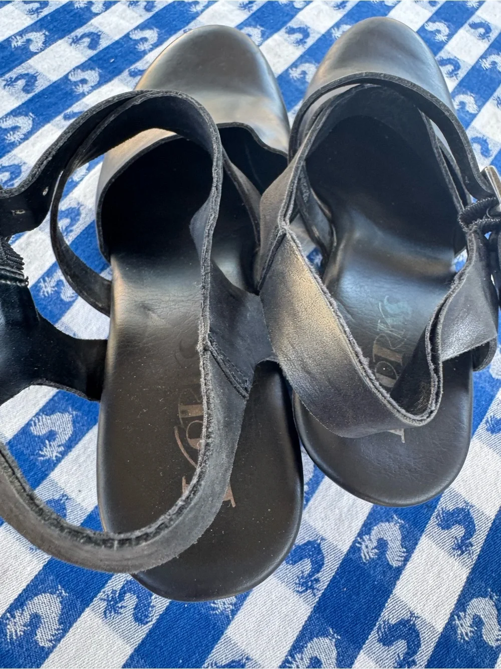 Kork Ease - Abloom Black Leather Strappy Mary Jane Platform Clog Heels Sz 7